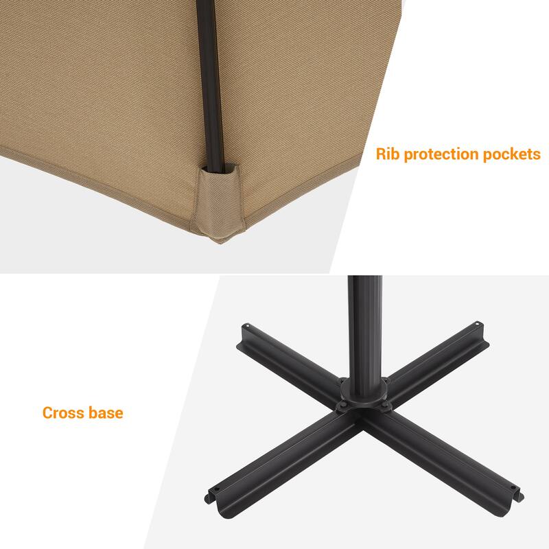 BONOSUKI 11FT Cantilever Patio Offset Umbrella With a Weight Base
