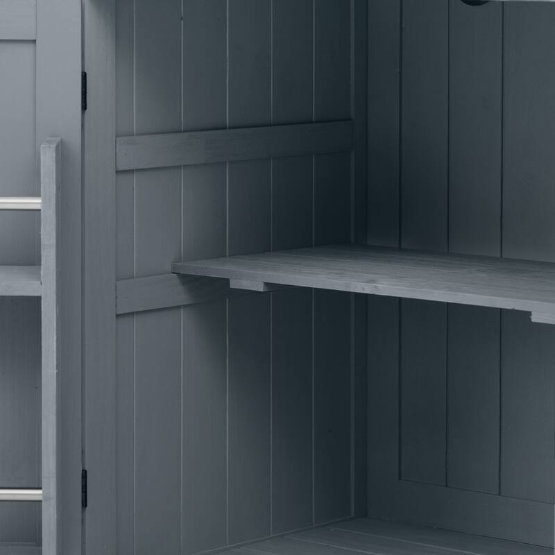 54 Inch Outdoor Kitchen Island with Stainless Steel Top Fir Wood Storage