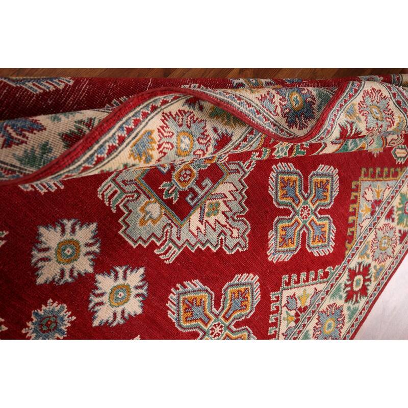 Red Kazak Area Rug Handmade Oriental Wool Carpet - 4'10" x 6'11"