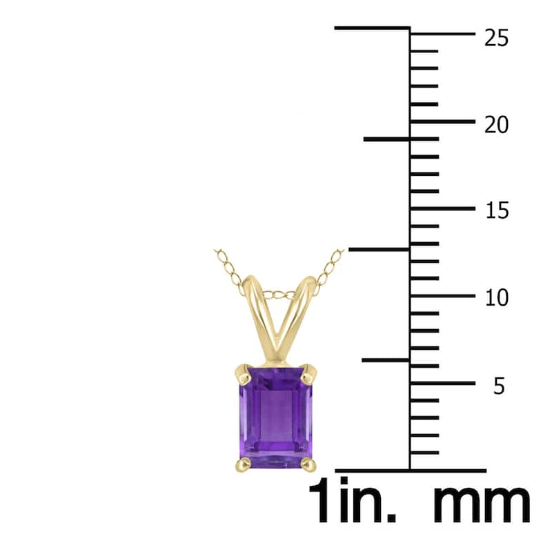 Marquee 14K Yellow Gold 6x4MM Emerald Shaped Amethyst Pendant