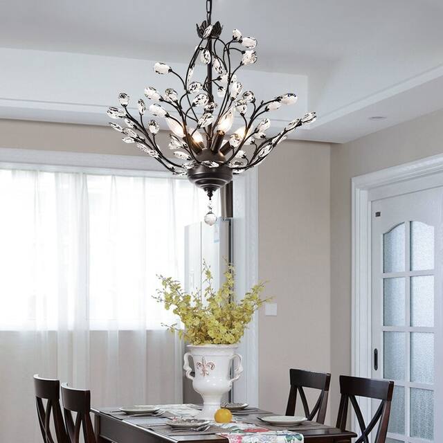 Maxax 4 - Light Unique Classic / Traditional Chandelier with Crystal Accents - MX19046-4-P