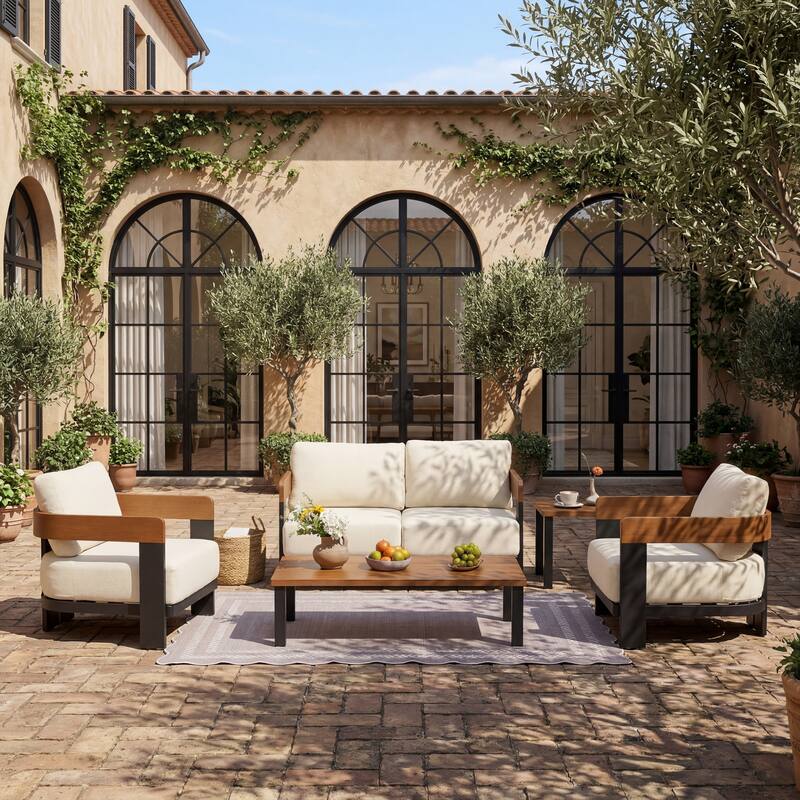 5-Piece Outdoor Patio Sofa Set with Coffee Table & Side Table