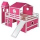 preview thumbnail 11 of 14, Full Size Loft Bed with Slide Pink Tent and Tower