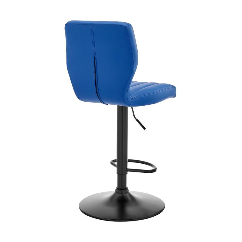 25" Adjustable Swivel Bar Stool with Faux Leather Seat and Matte Black Iron Frame for Kitchen - 46”H x 17”W x 21”D