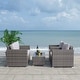 preview thumbnail 32 of 52, SAFAVIEH Outdoor Patio Furniture Machie 4-Piece Conversation Set