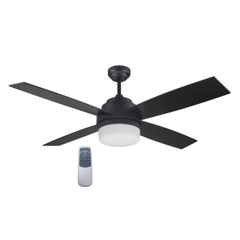 Cali 52-Inch 4-Blade Matte Black Ceiling Fan with LED Light Kit