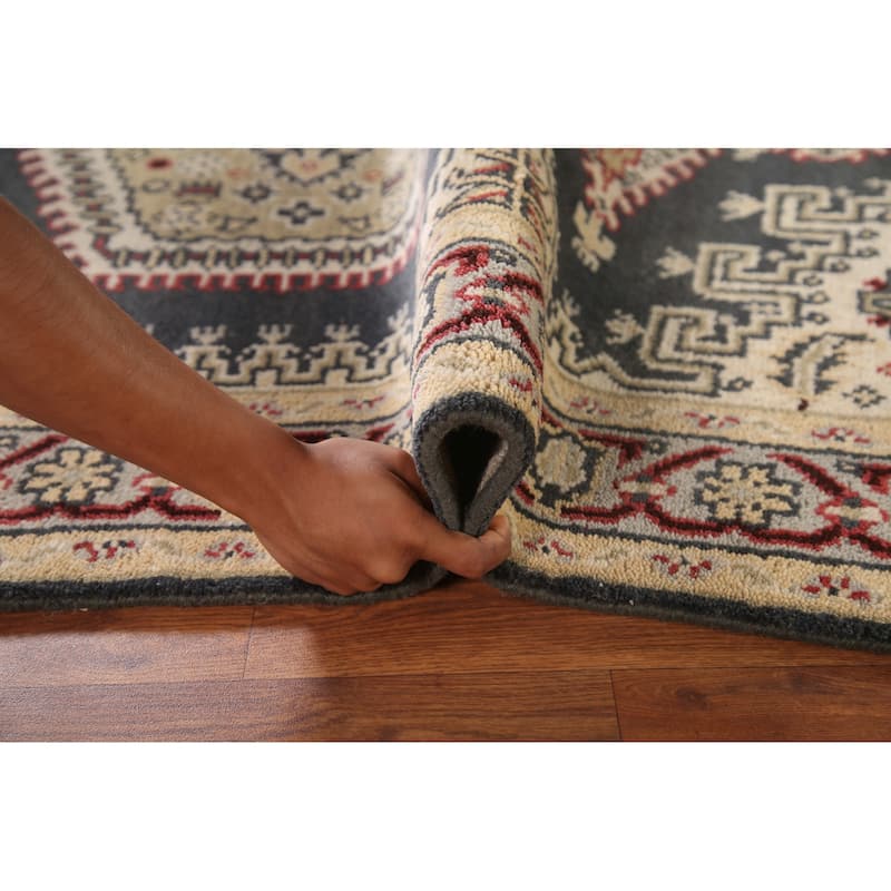Geometric Heriz-Serapi Accent Rug Hand-Knotted Oriental Wool Carpet - 4'0"x 6'0"