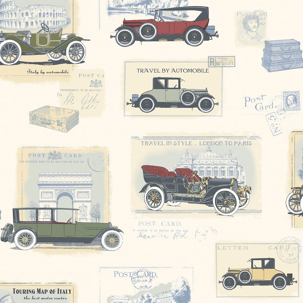 Galerie Wallcoverings Nostalgie Collection Old Time Cars Non-woven Matte Wallpaper Roll