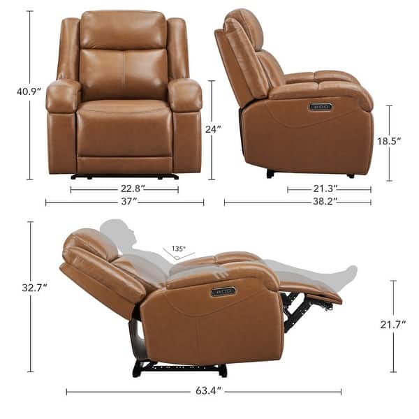 dimension image slide 2 of 5, Hadlee Power Recliner Chairs with Power Headrest & Charging Ports