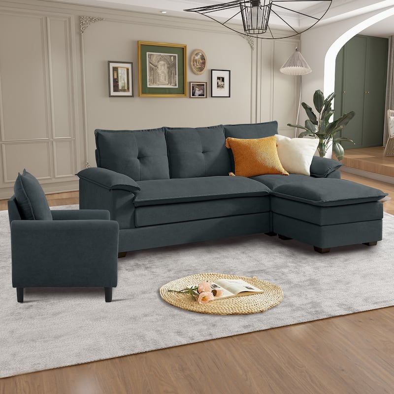82.28" L Shaped 3 Pieces Living Room Sets