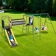preview thumbnail 12 of 10, Hapfan 660lbs 6-in-1 Swing Set with Slide,Crawl Tunnel and Monkey Bars for Backyard, Playground for Kids Aged 3-12