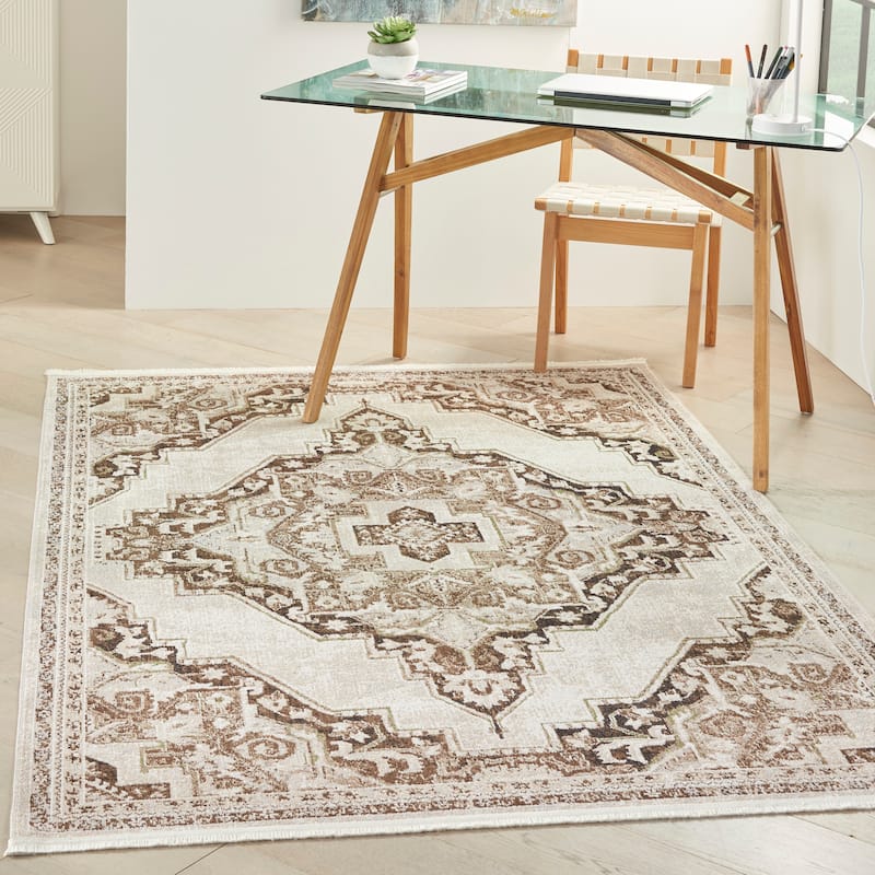 Nourison Geneva Traditional Bordered Area Rug.