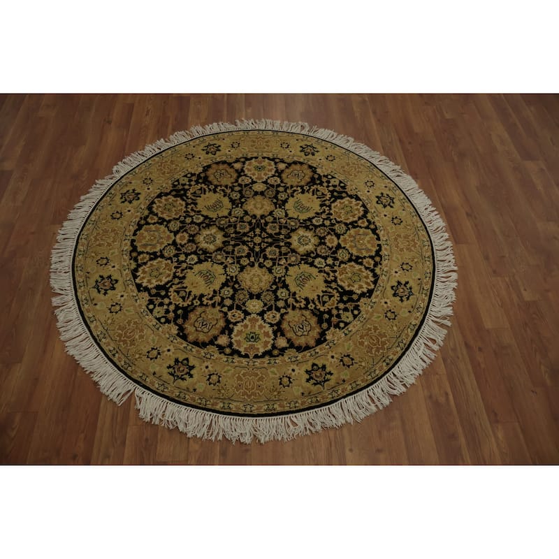 Hand Knotted Oriental 100% Wool Carpet Traditional All-Over Black Ziegler Area Rug - 4' 2'' X 4' 2''