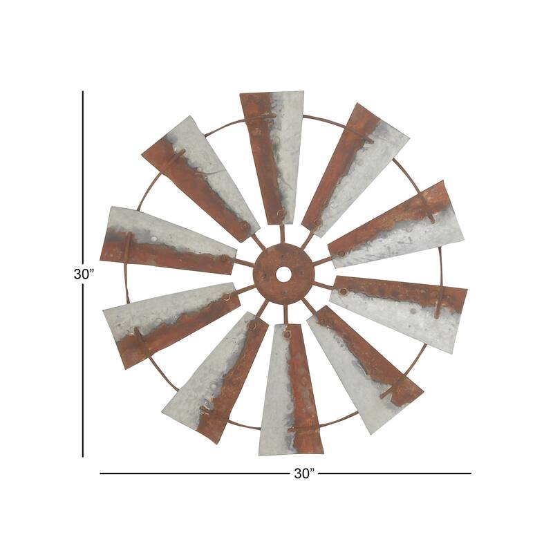Brown Metal Indoor Outdoor Windmill Home Wall Decor