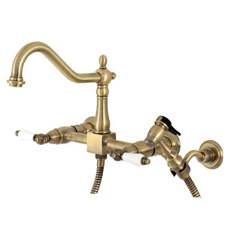 Kingston Brass Heritage 1.8 GPM Wall Mounted Widespread Bridge Kitchen