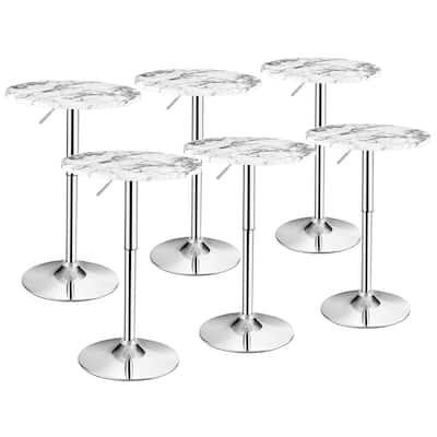 Gymax 6PCS Round Pub Table Swivel Adjustable Bar Table w/Faux Marble - See Details