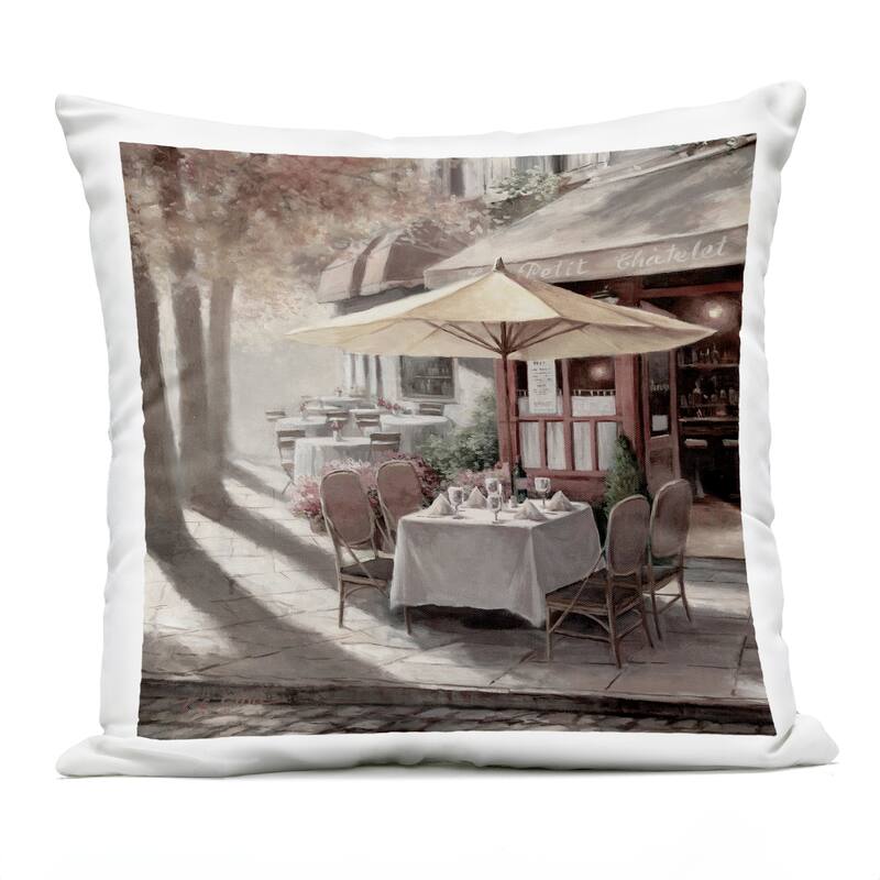 Stupell Warm Sunlit Bistro Printed Outdoor Throw Pillow Design by T.C. Chiu - Accent - Polyester - Brown - Single