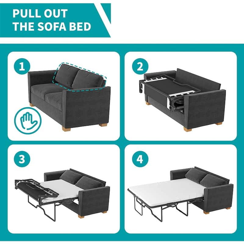 Mixoy Modern Pull Out Sofa Bed,Velvet Sleeper Loveseat Couch Bed