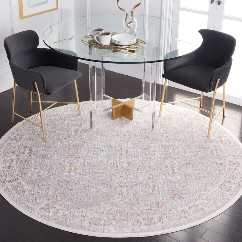 SAFAVIEH Marmara Maryellen Vintage Oriental Rug - 6'7" Round - Beige/Blue Rust
