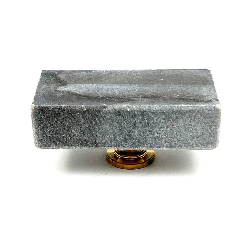 HomeRoots Set of Six Gray Stone Rectangular Drawer Pull Knobs - 1.00 in. x 0.50 in. x 2.00 in.