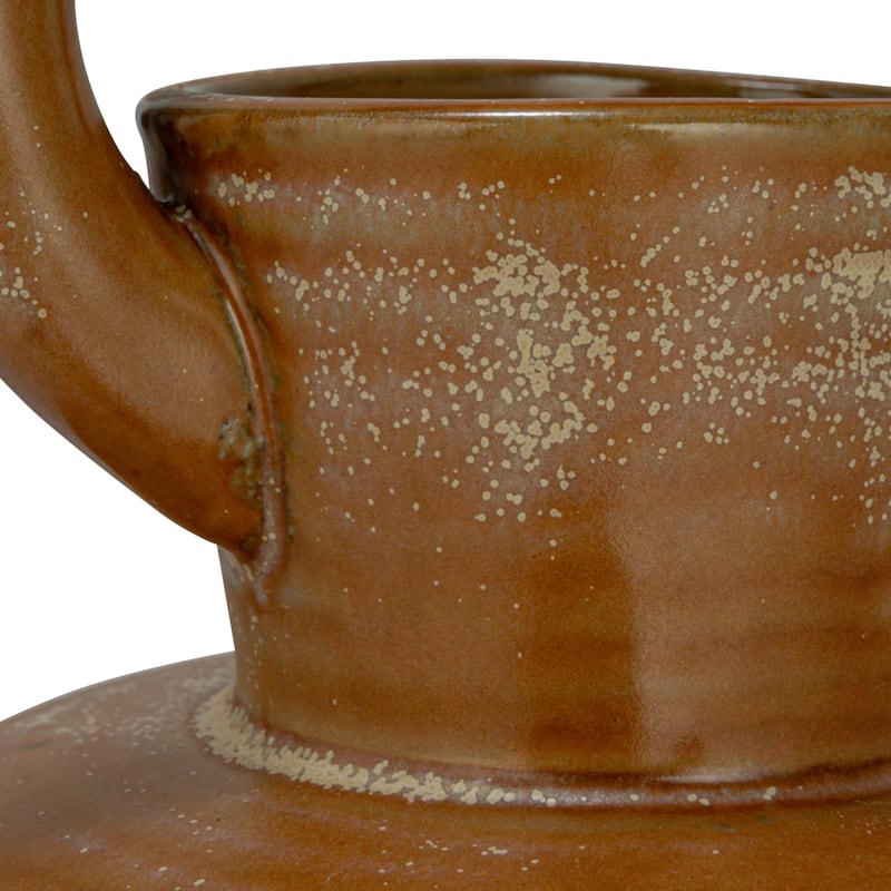 Stoneware Vase with Twisted Handle and Reactive Glaze