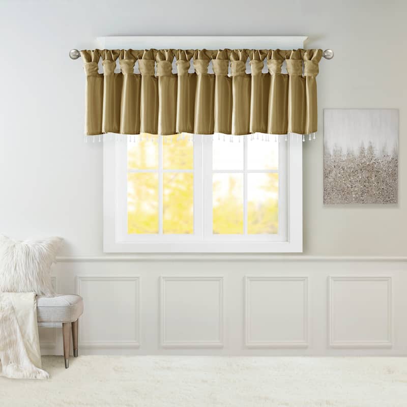 Madison Park Natalie Lightweight Faux Silk Valance with Beads - 50x26" - Bronze