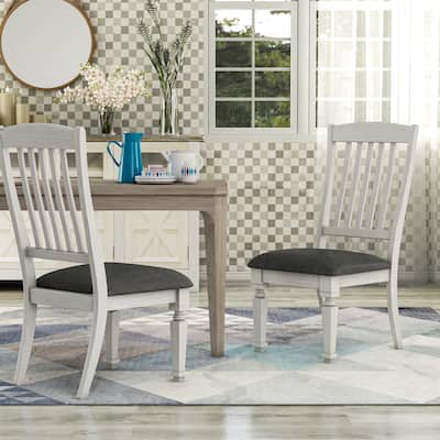 Furniture of America Hish Rustic White Fabric Dining Chairs (Set of 2)