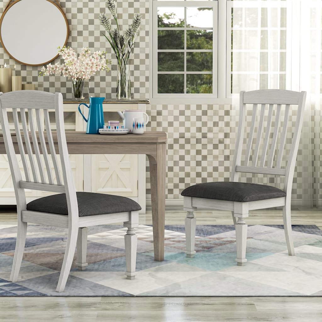 Furniture of America Hish Rustic White Fabric Dining Chairs (Set of 2)