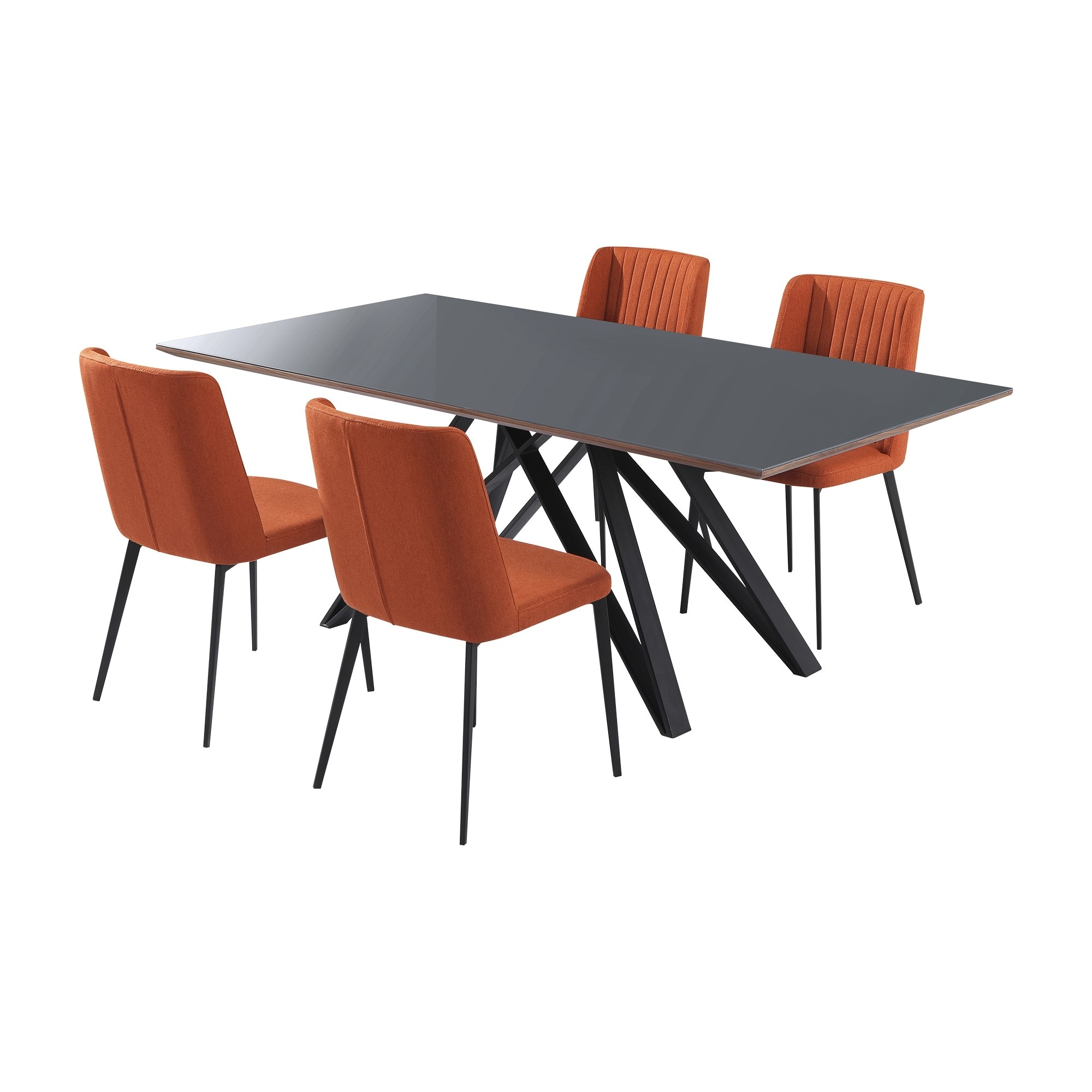 Benjara Wooden 5 Piece Dining Table with 4 Chairs, Orange