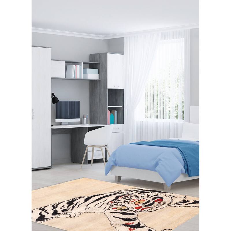 ECARPETGALLERY Hand-knotted Peshawar Ziegler Ivory Wool Rug - 5'0 x 6'10