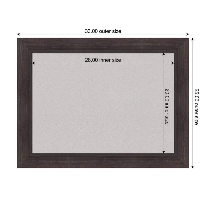 Sloped Espresso Framed Cork Board - Bulletin Board, Organization Board, Pin Board - Grey - 33 x 25 in