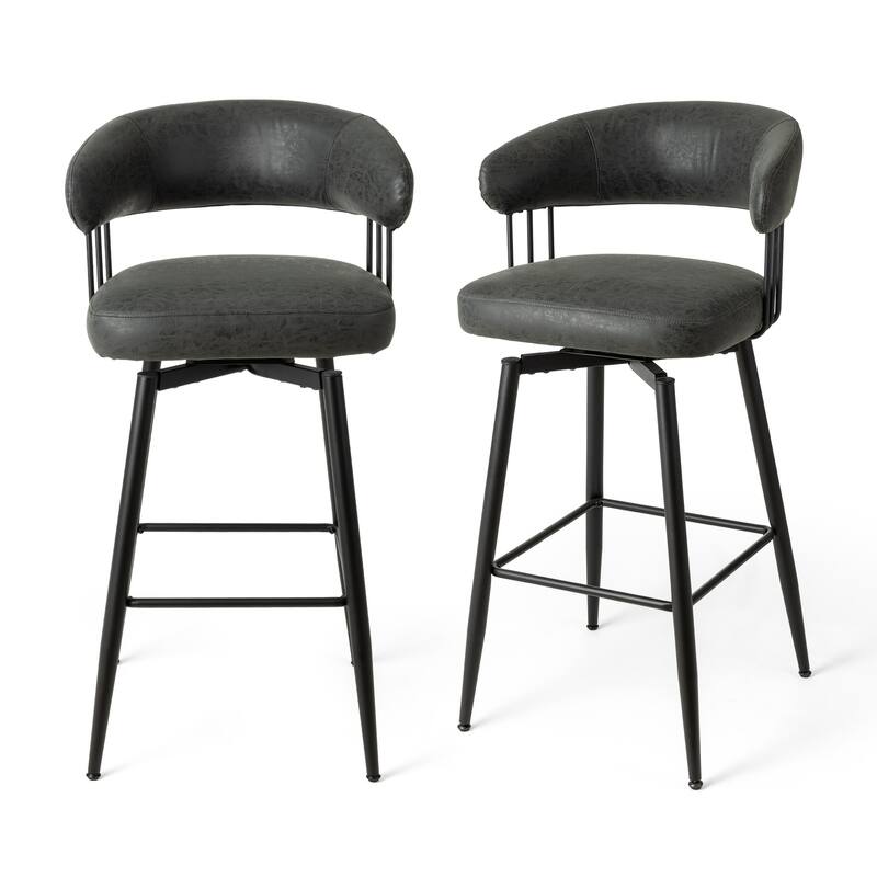 Glitzhome 26 or 31 Inches Modern Upholstered Swivel Counter Height Bar Stools