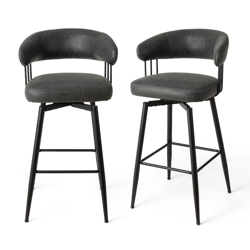 Glitzhome Modern 3-Piece Wooden Swivel Bar Stools & Height Adjustable Pub Table Set