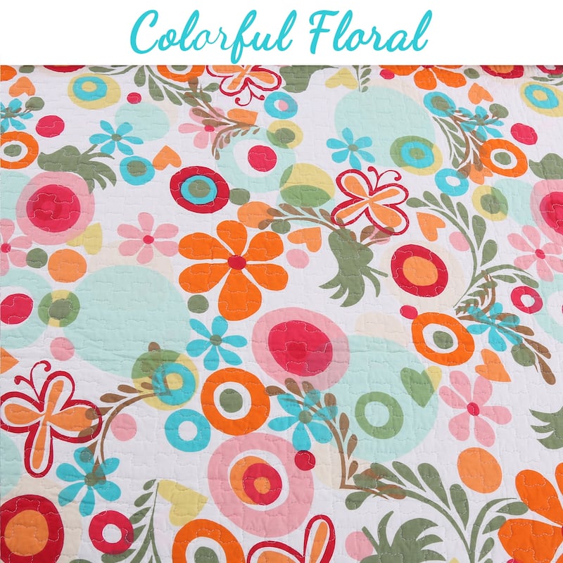 Cozy Line Rainbow Daisy Lizzie Floral Butterfly Cotton Quilt Bedding Set