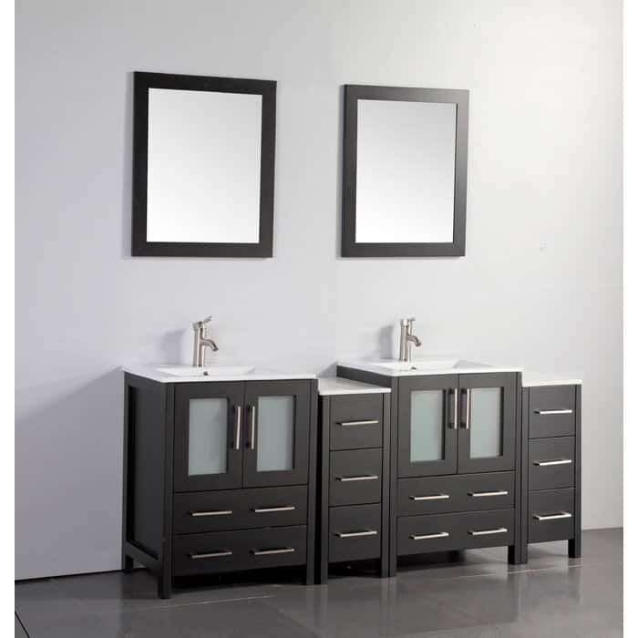 Vanity Art 72 in. Double Sink Bathroom Vanity with Top and Mirrors - 72 X 18.1 X 35.8