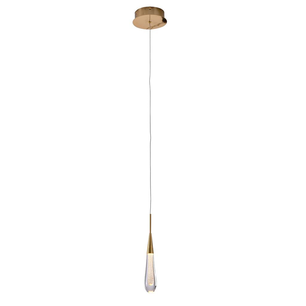 Modern Pendant Light - Gold Aluminum Frame, Adjustable Cord, 4000K LED - Kitchen Island Lighting - 9.5