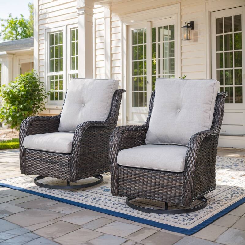 Outside Glider Chair with Cushion Brown-Beige - Brown - Brown - Beige