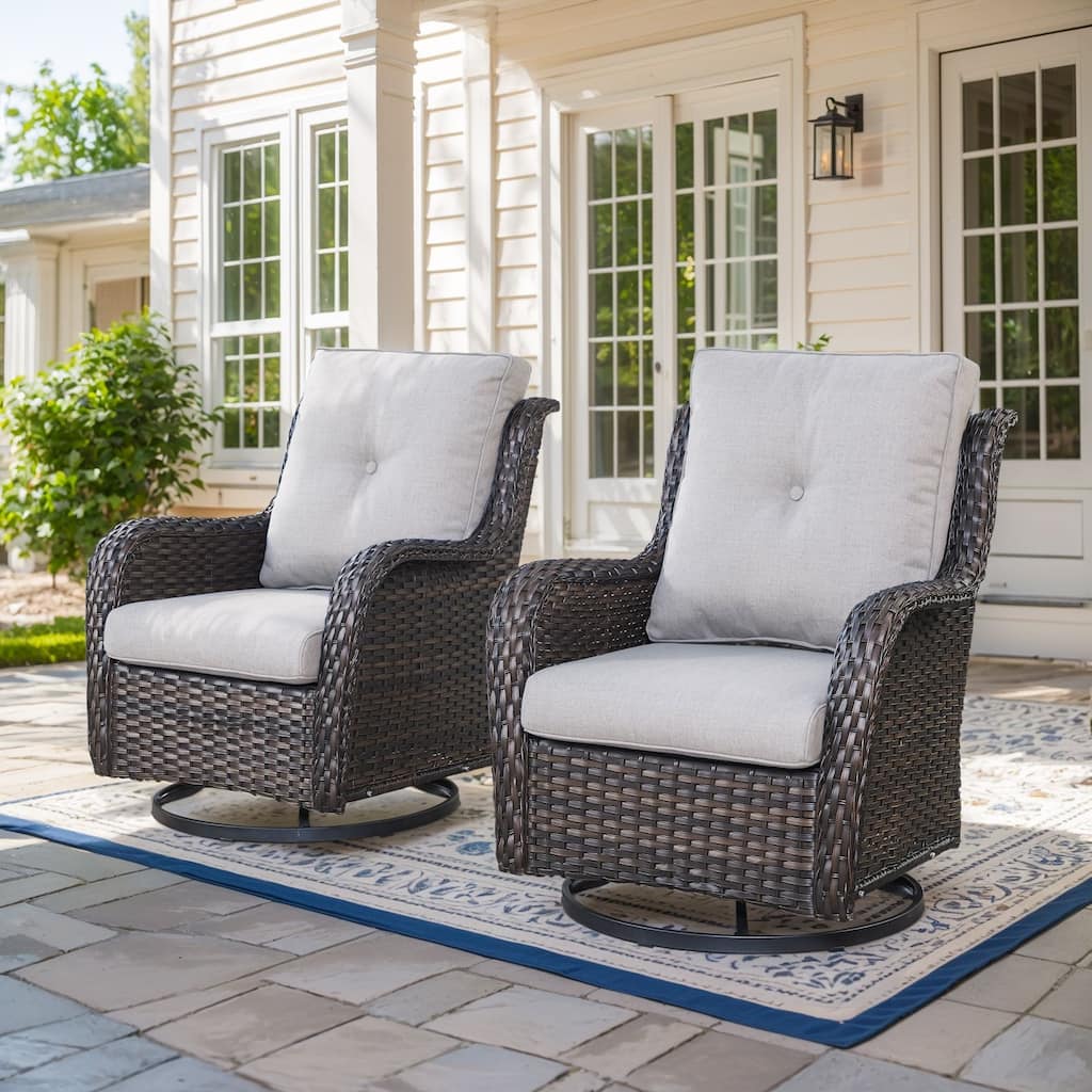 Outside Glider Chair with Cushion Brown-Beige - Brown