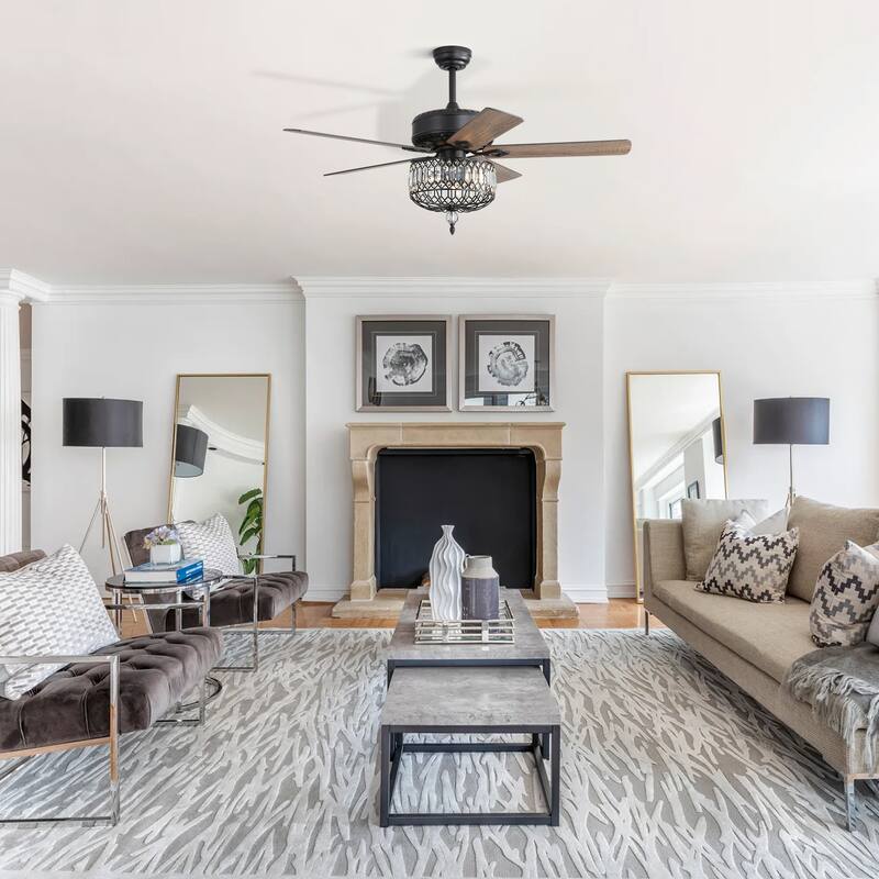 52-Inch Crystal Ceiling Fan with 5 Plywood Blades
