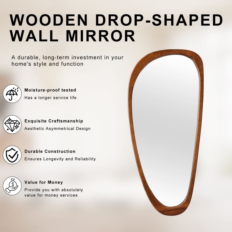 Irregular Mirror Asymmetrical Wood Wall Mirror