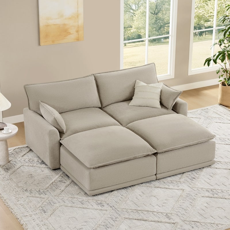 Spruce & Spring Modular Couch Oversized Sectional Sofa for Living Room - Taupe-Bed