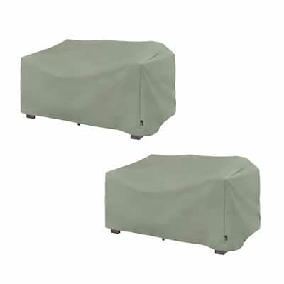 Modern Leisure Basics Patio Loveseat Cover, Small, 55"L X 33"W X 38"H, 2-Pack, Sage - 55"L x 33"W x 38"H