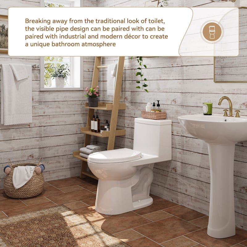 HOROW 1 Piece Single Flush Elongated ADA Height Toilet White 1000g Flush Seat Included - N/A