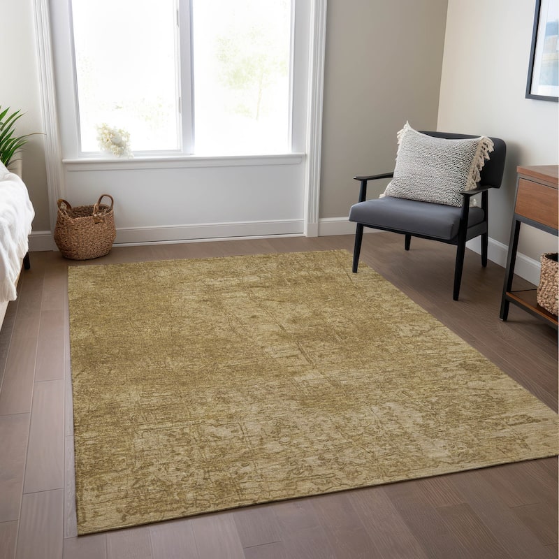Machine Washable Indoor/ Outdoor Abstract Solid Chantille Rug
