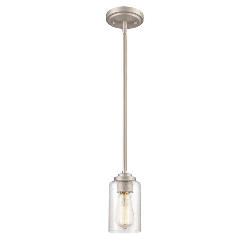Millennium Lighting Moven 1 Light Mini-Pendant in Multiple Finishes with Seeded Glass Shade