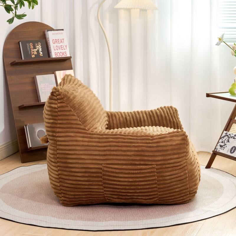 Oversized Lounge Chair Bean Bag Chair for Adults and Kids, Corduroy Fabric Arm Chair Floor Couch Single Sofa Chair