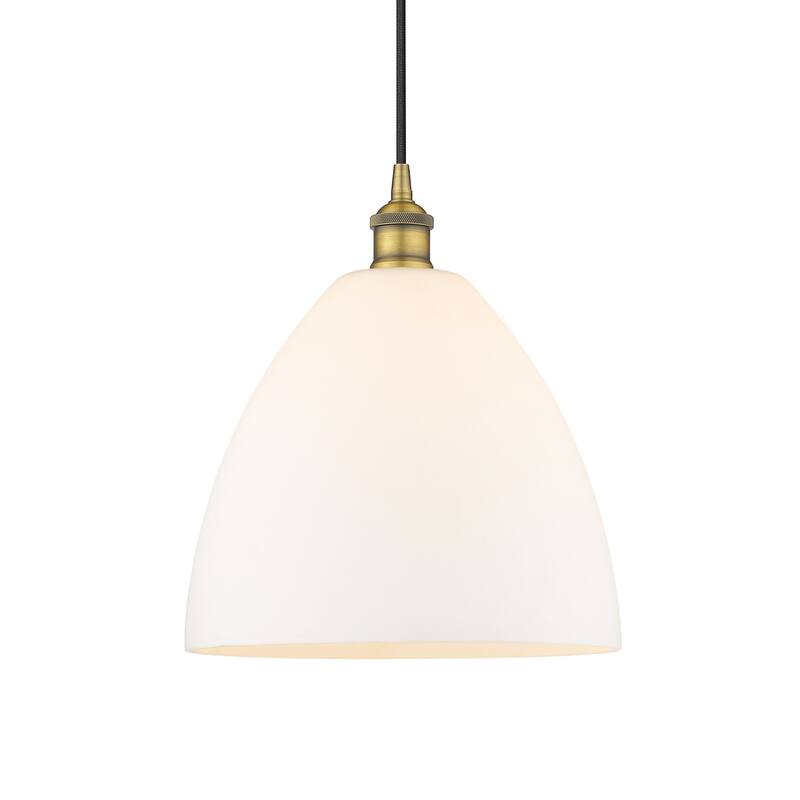 Innovations Lighting 616-1P-14-12 Edison Dome Pendant Edison Dome 12" - Brushed Brass / Matte White