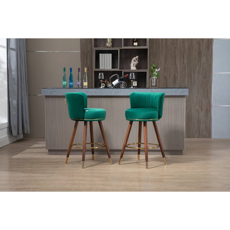 Counter Height Bar Stools Set of 2 for Kitchen Counter Solid Wood Legs