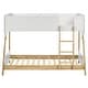 preview thumbnail 4 of 8, Wyatt Wood Twin Over Twin Bunk Bed White and Natural