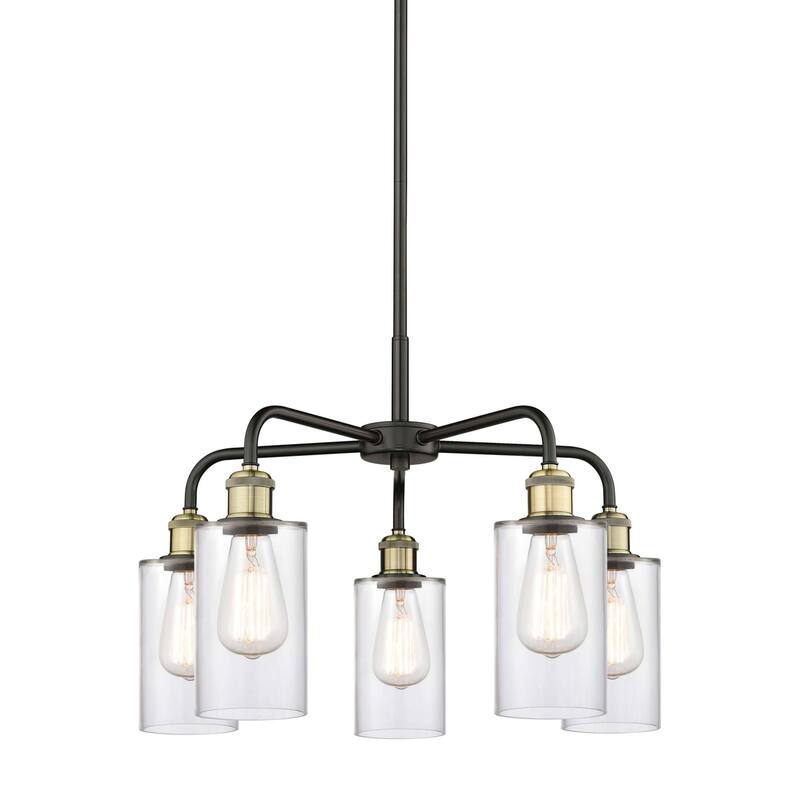 Innovations Lighting 516-5CR-15-22 Clymer Chandelier Clymer 5 Light - Black Antique Brass / Clear
